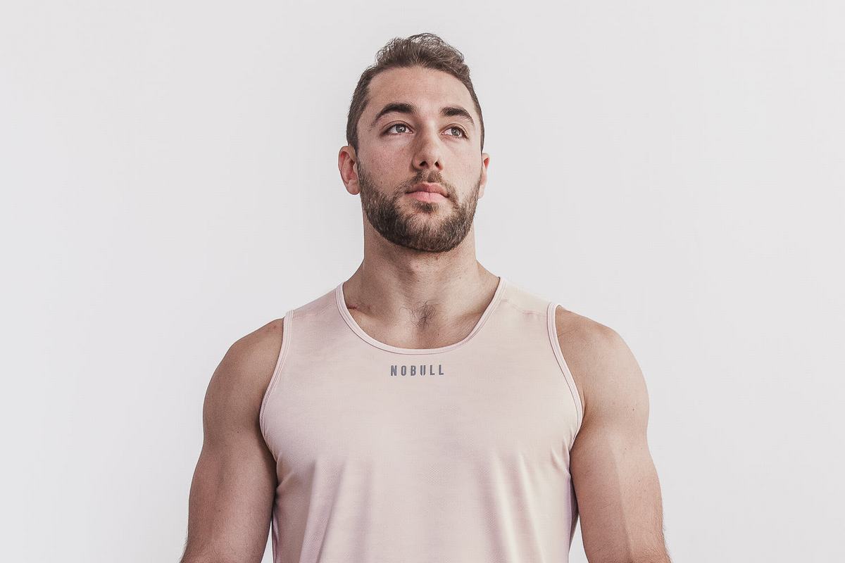 Nobull Lightweight Textured Men's Tank Tops Rose Camo | Australia (VL3108)